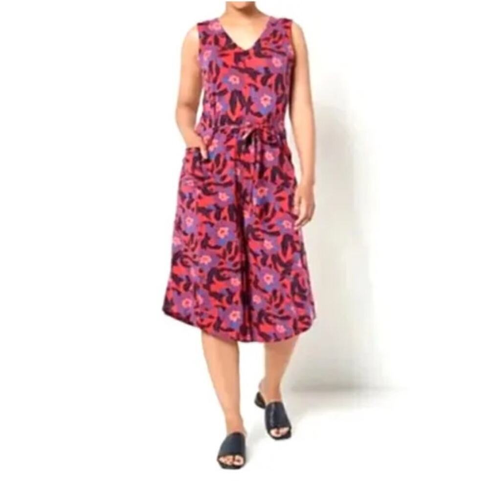Anybody Wide Leg Romper, Multicolor, Floral, size 1XP, Capri Length, Gaucho
